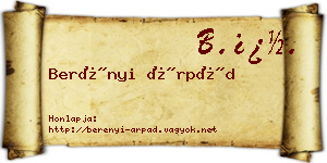 Berényi Árpád névjegykártya
