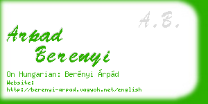 arpad berenyi business card