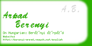 arpad berenyi business card